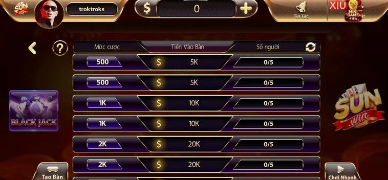 Black Jack Tại SunWin Trải Nghiệm Đấu Trí Đẳng Cấp Với Tỷ Lệ Thắng Khủng