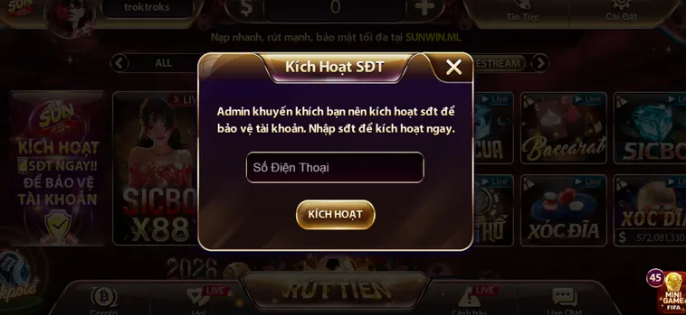 Kích hoạt bảo mật đa tầng - bảo vệ người chơi an toàn.