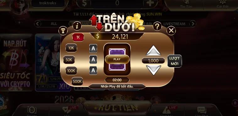 Minigame Trên Dưới Tại SunWin Trò Chơi Dự Đoán Lá Bài Đẳng Cấp Đỉnh Cao